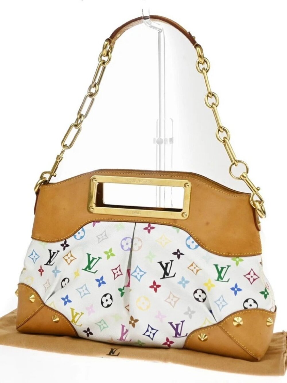LOUIS VUITTON Judy MM 2Way Chain Hand Bag Monogram Multi White